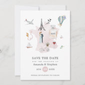 Paris Hochzeit in Urlaubsort Mit Monogramm Foto Save The Date (Vorderseite)