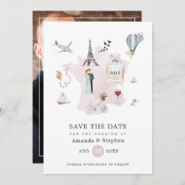 Paris Hochzeit in Urlaubsort Mit Monogramm Foto Save The Date