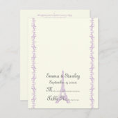 Paris Hochzeit lila Eiffelturm Platzkarte (Vorne/Hinten)