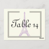 Paris Hochzeit lila Eiffelturm Tischnummer (Rückseite)
