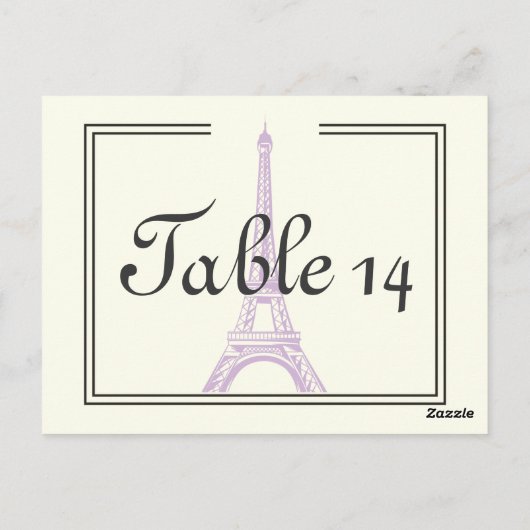 Paris Hochzeit lila Eiffelturm Tischnummer (Rückseite)