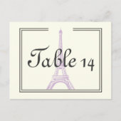 Paris Hochzeit lila Eiffelturm Tischnummer (Vorderseite)