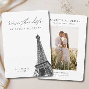 Paris Hochzeit Minimalistisch Save the Date Einladung