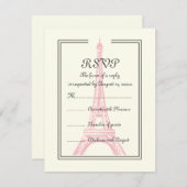 Paris Hochzeit rosa Eiffelturm auf Elfenbein RSVP- RSVP Karte (Vorne/Hinten)