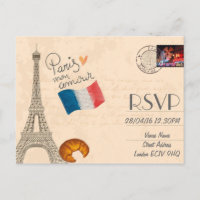 Paris Hochzeit RSVP Einladung mit Foto