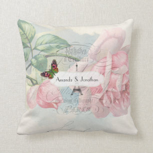 Paris Hochzeit Vintage Shabby-Chic Rosa Rose Custo Kissen