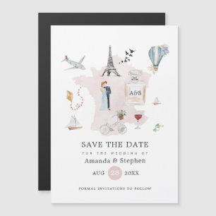 Paris Hochzeits-Monogramm Save-the-Date-Karte Magneteinladung