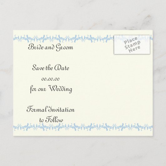 Paris Hochzeitsblauer Eiffelturm Save the Date Ankündigungspostkarte (Rückseite)