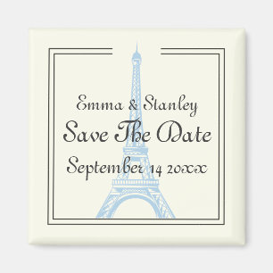 Paris Hochzeitsblauer Eiffelturm Save the Date Magnet