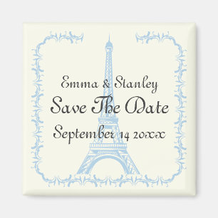 Paris Hochzeitsblauer Eiffelturm Save the Date Magnet