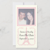 Paris Hochzeitsrosa Eiffelturm Save the Date (Vorderseite)