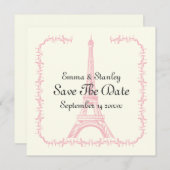 Paris Hochzeitsrosa Eiffelturm Save the Date (Vorne/Hinten)