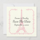 Paris Hochzeitsrosa Eiffelturm Save the Date (Vorderseite)