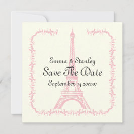 Paris Hochzeitsrosa Eiffelturm Save the Date