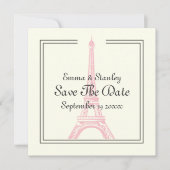 Paris Hochzeitsrosa Eiffelturm Save the Date Karte (Vorderseite)