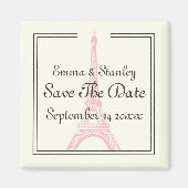 Paris Hochzeitsrosa Eiffelturm Save the Date Magnet (Vorne)