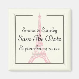 Paris Hochzeitsrosa Eiffelturm Save the Date Magnet