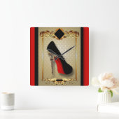 Paris-hoher Absatz Quadratische Wanduhr (Zuhause)