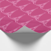 Paris Hot Pink Eiffel Tower Wrapping Paper Geschenkpapier (Ecke)