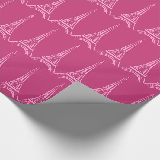 Paris Hot Pink Eiffel Tower Wrapping Paper Geschenkpapier (Ecke)