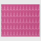 Paris Hot Pink Eiffel Tower Wrapping Paper Geschenkpapier (Flach)