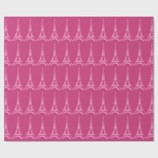 Paris Hot Pink Eiffel Tower Wrapping Paper Geschenkpapier (Flach)