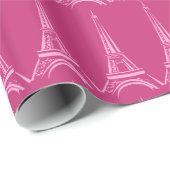 Paris Hot Pink Eiffel Tower Wrapping Paper Geschenkpapier (Rolleneckpunkt)