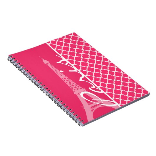 Paris; Hot Pink, marokkanischer Quatrefoil Notizblock (Rechte Seite)
