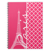 Paris; Hot Pink, marokkanischer Quatrefoil Notizblock (Vorderseite)