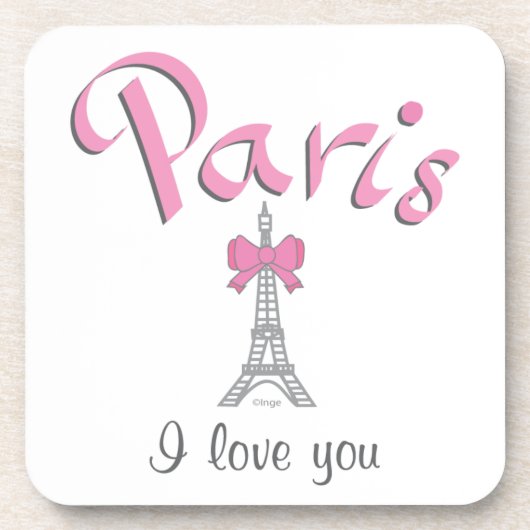 Paris I Liebe Getränkeuntersetzer (Vorderseite)