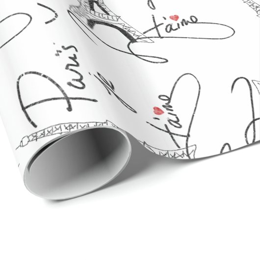 Paris I Liebe Muster-ID914 Geschenkpapier (Rolleneckpunkt)