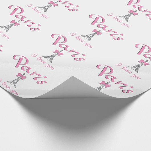 "PARIS I Liebe you" in rosa Geschenkpapier (Ecke)