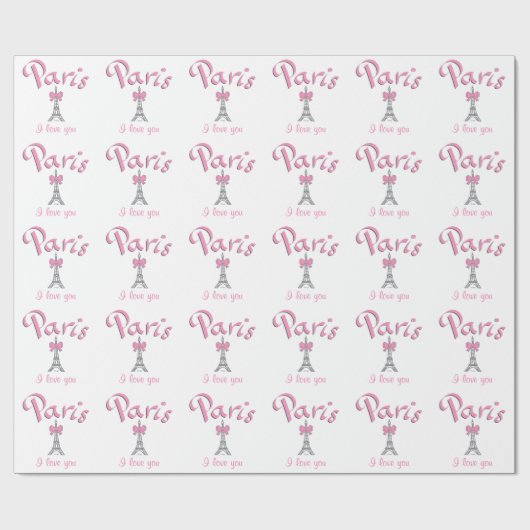 "PARIS I Liebe you" in rosa Geschenkpapier (Flach)