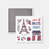 Paris Icons Magnet (Vorderseite/Rückseite)