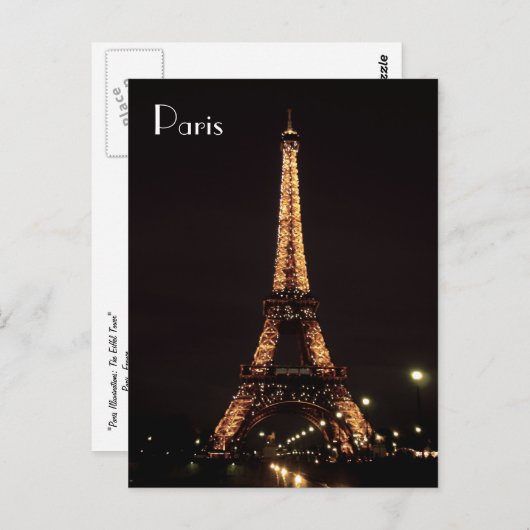 Paris Illuminations: The Eiffel Tower Postkarte (Vorne/Hinten)