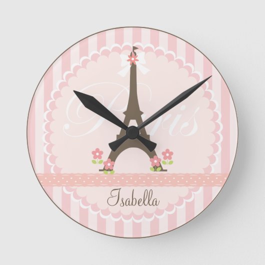 Paris im Frühjahr Girly Runde Wanduhr (Vorderseite)