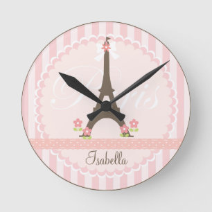 Paris im Frühjahr Girly Runde Wanduhr