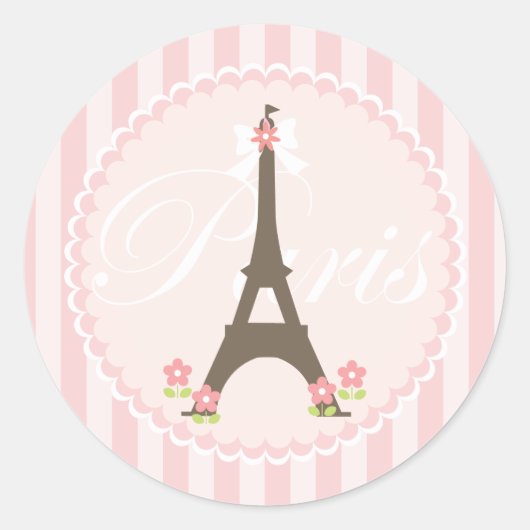 Paris im Frühjahr Girly Runder Aufkleber (Vorderseite)