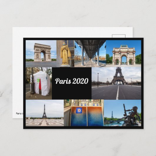 Paris im Jahr 2020 während der Lockdown im Covid-1 Postkarte (Vorne/Hinten)