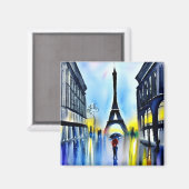 Paris im Regen Magnet (Vorderseite/Rückseite)