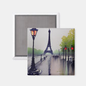 Paris im Regenmagneten Magnet (Vorderseite/Rückseite)