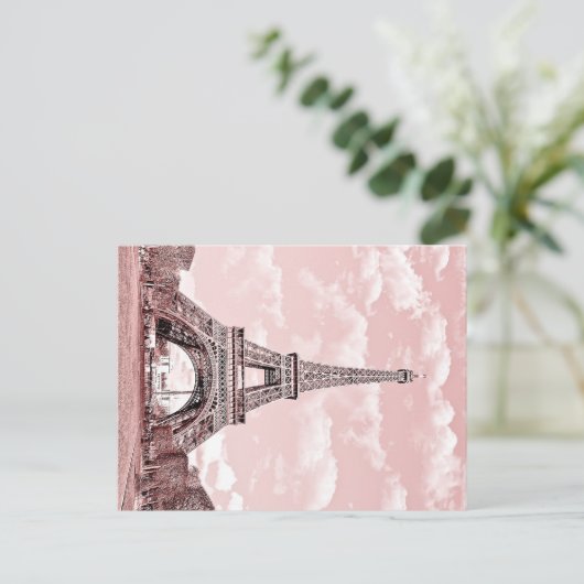 Paris im rosa Eiffelturm Frankreich Postkarte (Stehend Vorderseite)