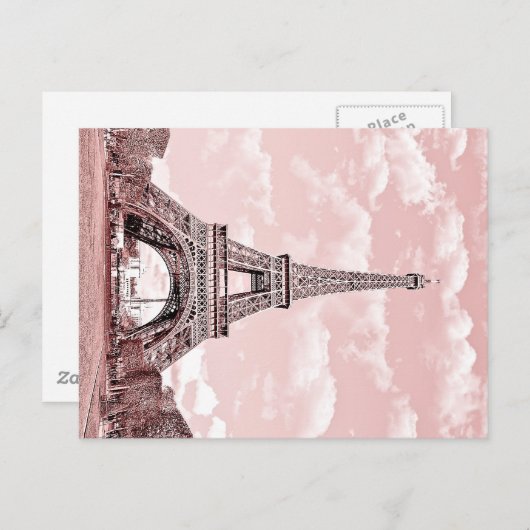 Paris im rosa Eiffelturm Frankreich Postkarte (Vorne/Hinten)