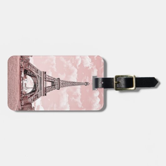 Paris im rosa Eiffelturm Gepäckanhänger (Vorderseite horizontal)