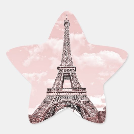 Paris im rosa Eiffelturm Stern-Aufkleber (Vorderseite)