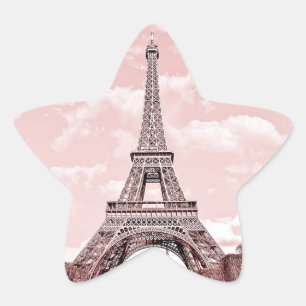 Paris im rosa Eiffelturm Stern-Aufkleber