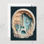 Paris Imitate Papercut Style Postcard Postkarte (Vorne/Hinten)