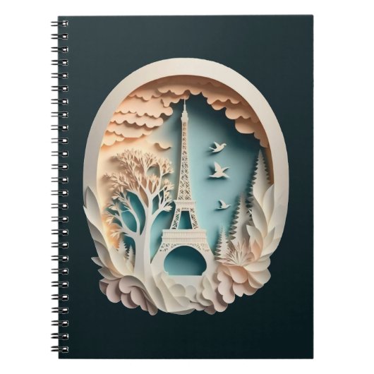 Paris Imitate Papercut Style Spiral Foto Notebook Notizblock (Vorderseite)