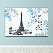 Paris in Blue Canvas Print Leinwanddruck (Insitu (Holzboden))