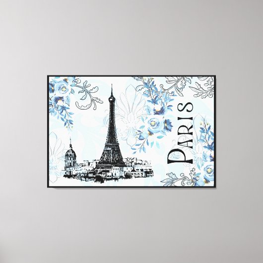 Paris in Blue Canvas Print Leinwanddruck (Vorderseite)